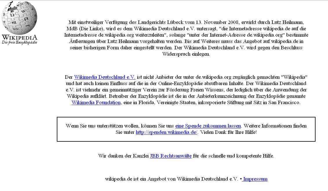 Linker Heilmann legt Wikipedia.de lahm!