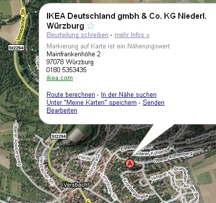 IKEA Würzburg liegt nicht in Versbach…