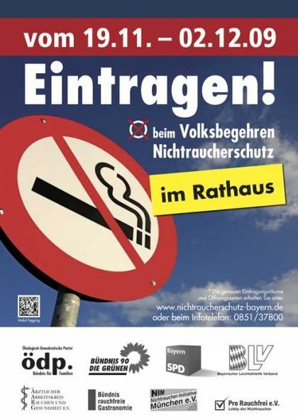 Jetzt eintragen: Nichtraucherschutz – Volksbegehren
