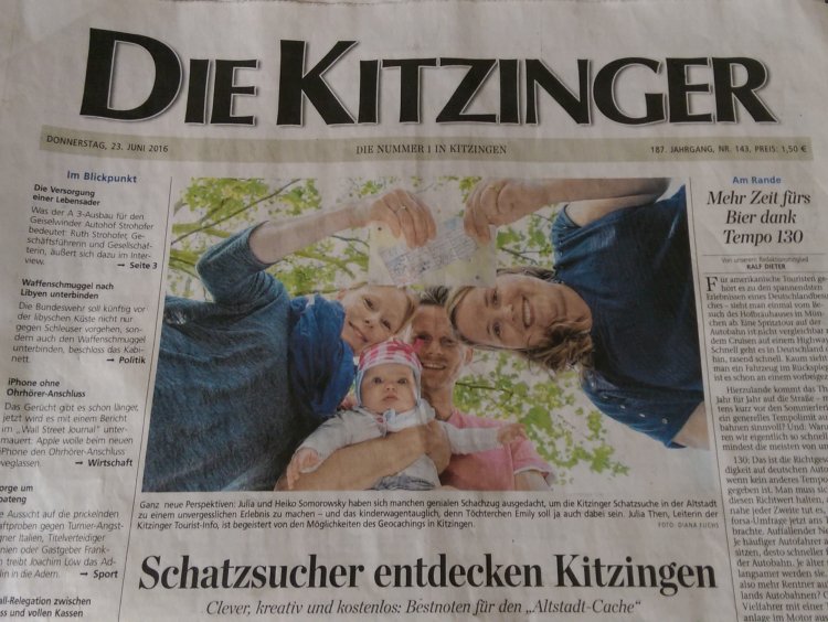 Geocaching in Kitzingen – jetzt auch in der Presse